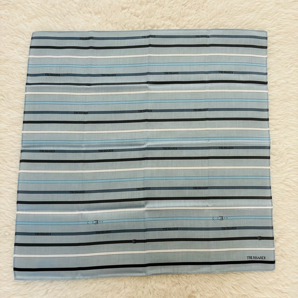 Trussardi Multicolored Cotton Striped Square Unisex Bandanna/Scarp 20” X 20” - Picture 4 of 9